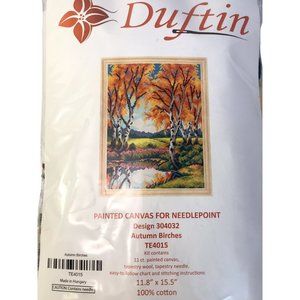 Duftin Painted Canvas for Needlepoint Kit TE4015 Autumn Birches 304032 12x16 NEW